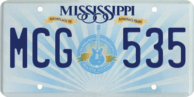 MS license plate MCG535