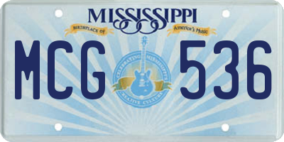MS license plate MCG536