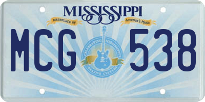 MS license plate MCG538