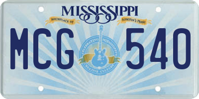 MS license plate MCG540