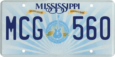 MS license plate MCG560