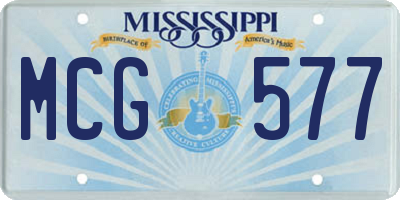 MS license plate MCG577