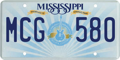 MS license plate MCG580