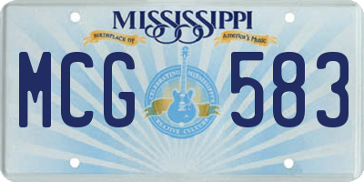 MS license plate MCG583
