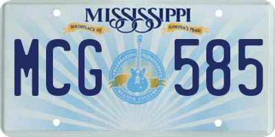 MS license plate MCG585