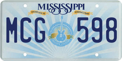MS license plate MCG598