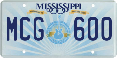 MS license plate MCG600