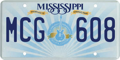 MS license plate MCG608