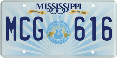 MS license plate MCG616