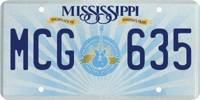 MS license plate MCG635