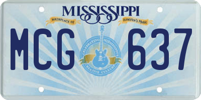 MS license plate MCG637