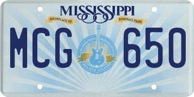 MS license plate MCG650