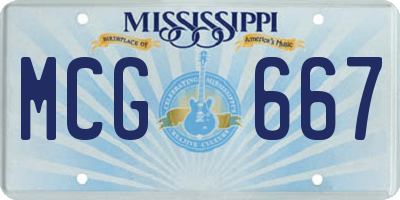 MS license plate MCG667