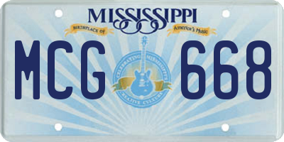 MS license plate MCG668