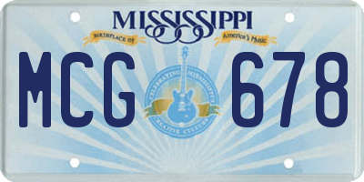 MS license plate MCG678