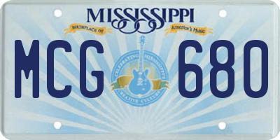 MS license plate MCG680