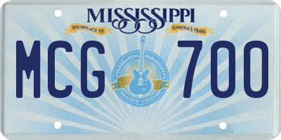 MS license plate MCG700