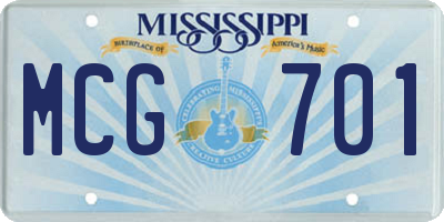 MS license plate MCG701