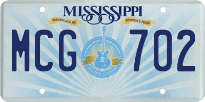 MS license plate MCG702