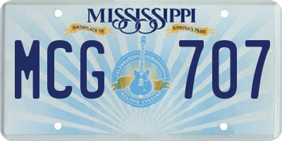 MS license plate MCG707
