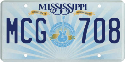 MS license plate MCG708