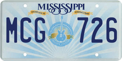 MS license plate MCG726