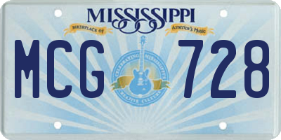 MS license plate MCG728