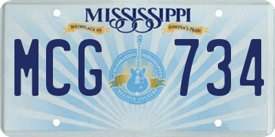 MS license plate MCG734