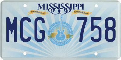 MS license plate MCG758