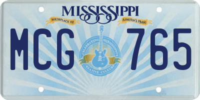 MS license plate MCG765