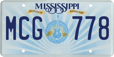 MS license plate MCG778