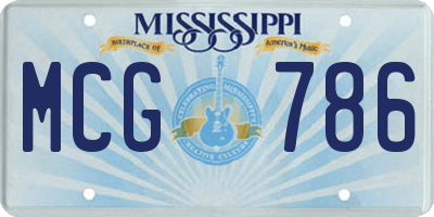 MS license plate MCG786