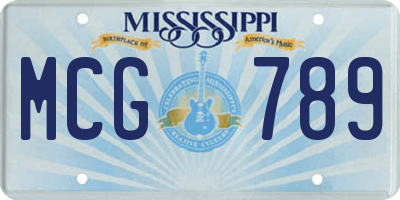 MS license plate MCG789