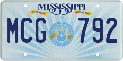 MS license plate MCG792