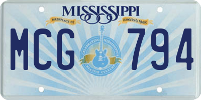 MS license plate MCG794