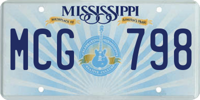 MS license plate MCG798