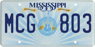MS license plate MCG803