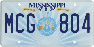 MS license plate MCG804