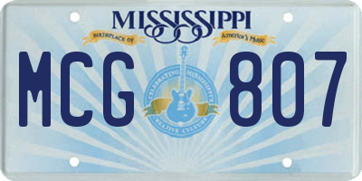 MS license plate MCG807