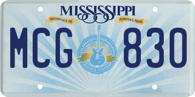 MS license plate MCG830