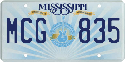 MS license plate MCG835