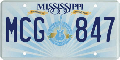 MS license plate MCG847