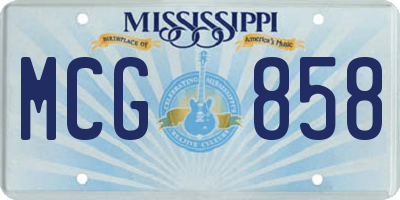 MS license plate MCG858