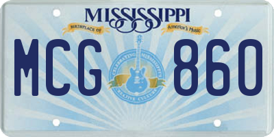 MS license plate MCG860