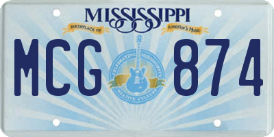 MS license plate MCG874