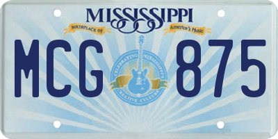MS license plate MCG875