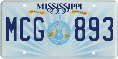 MS license plate MCG893