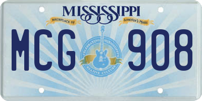 MS license plate MCG908