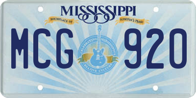 MS license plate MCG920