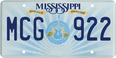 MS license plate MCG922